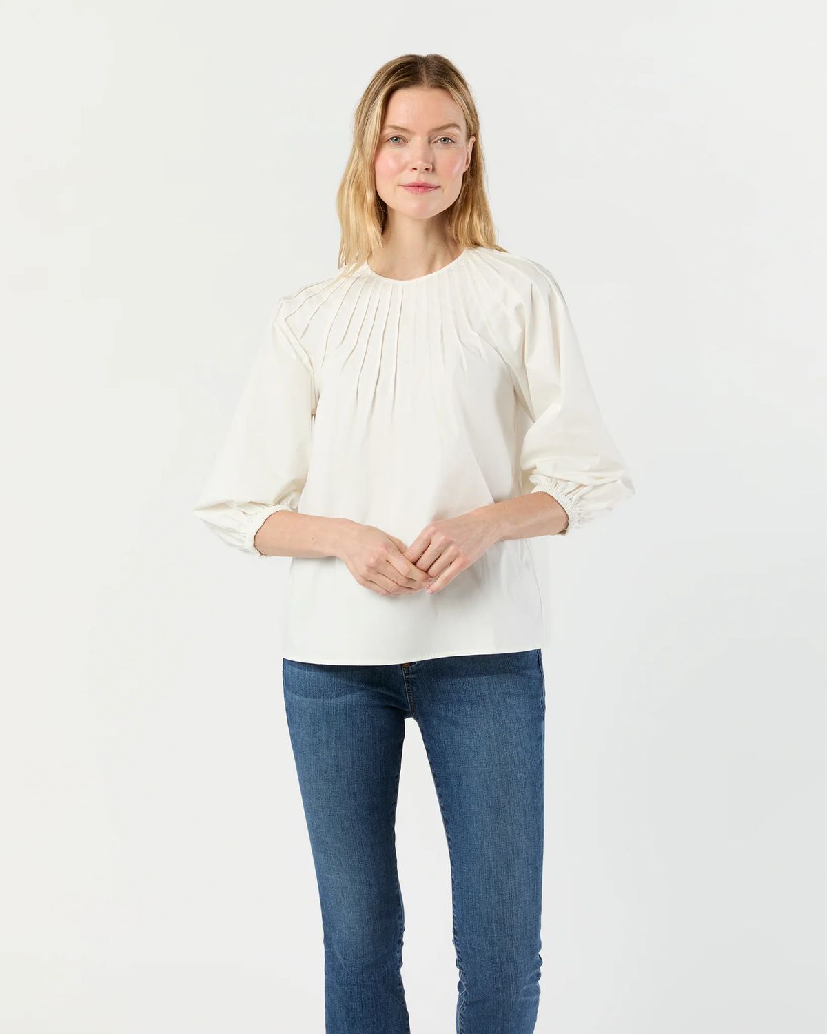Ann Mashburn Thea Pintuck Top in Off White
