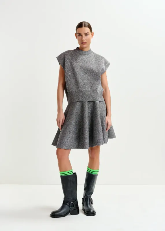 Essentiel Icing Knit Flared Skirt in Black