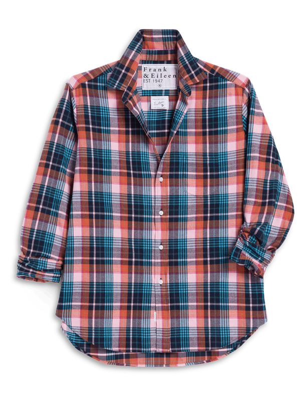 Frank &amp; Eileen Eileen Relaxed Button Up Shirt in Pink, Turquoise Plaid