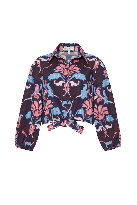 Cara Cara Rumson Top in Fleur Crest Navy