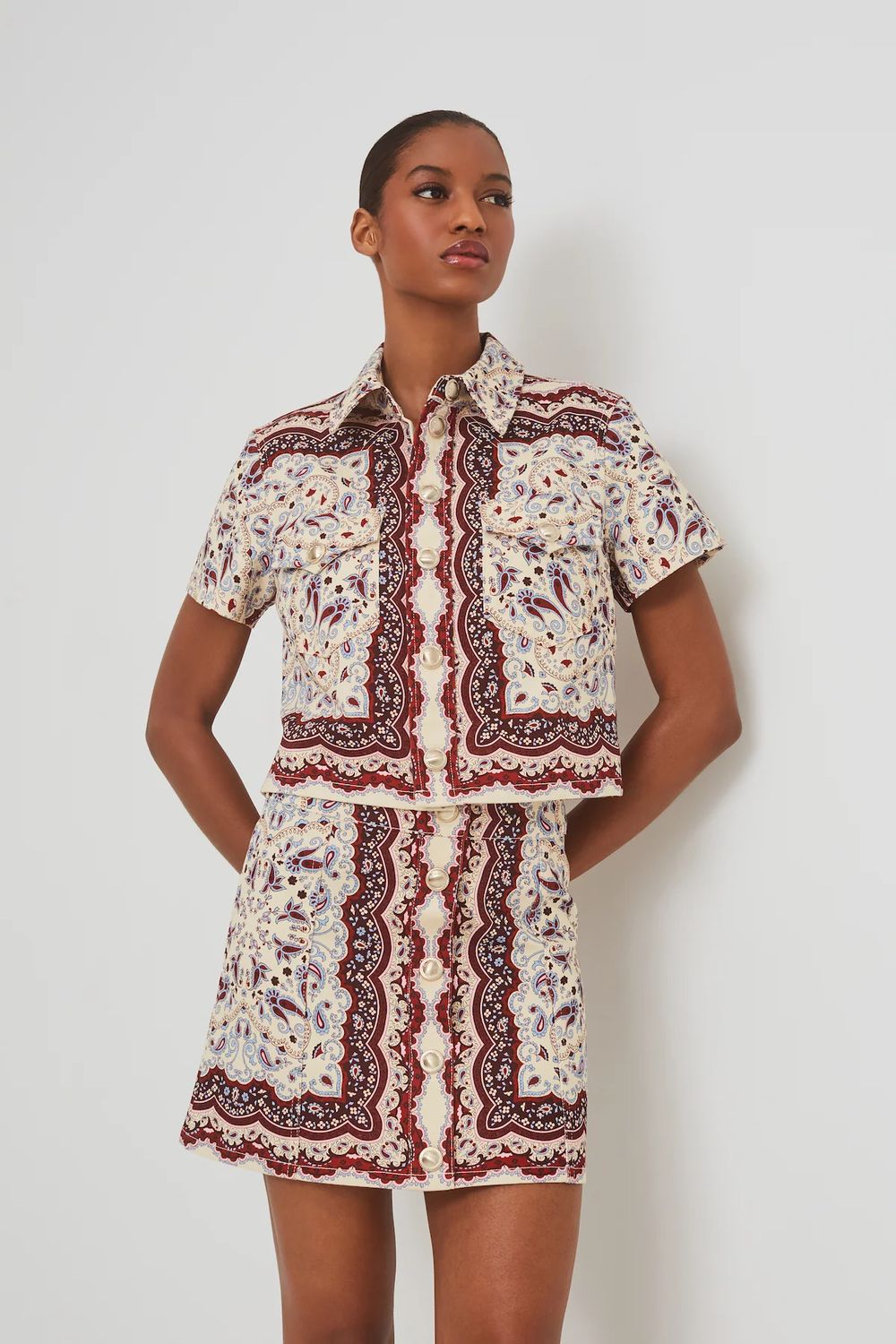 Cara Cara Paro Top in Paisley Scarf Ivory