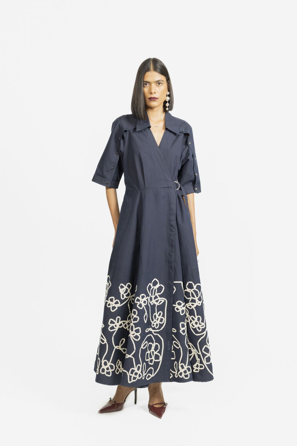 Love Birds Daisy Kyoto Dress in Navy &amp; Ivory