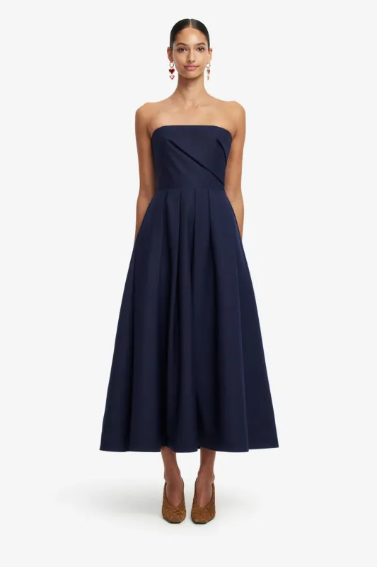 Leo Lin Lynn Bustier Midi Dress in Indigo