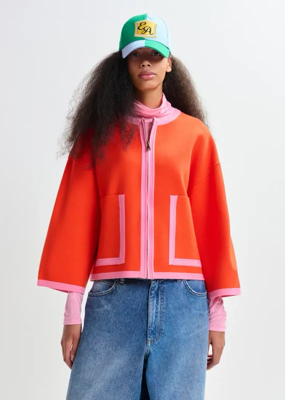 Essentiel Jani Cardigan with Contrast in Nectarine