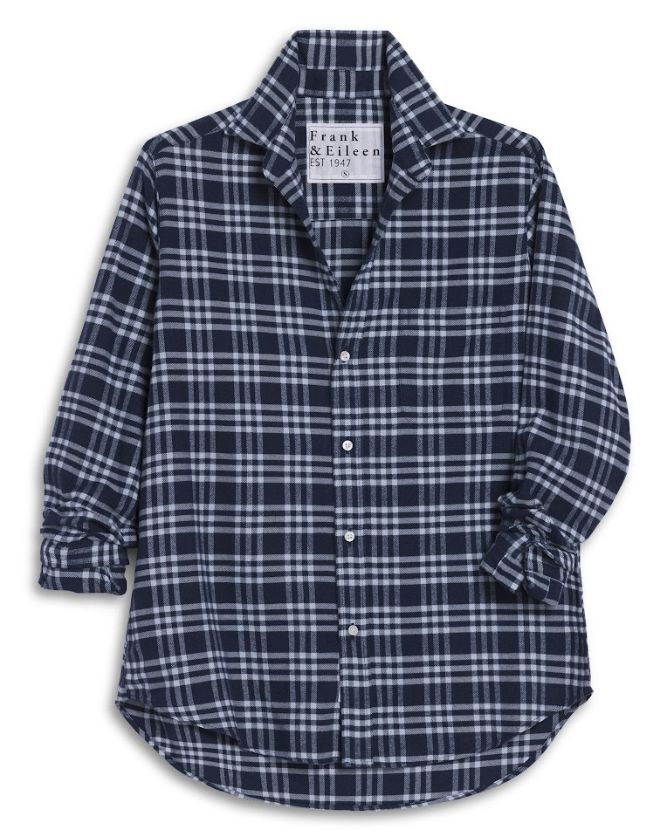Frank &amp; Eileen Eileen Relaxed Button Up Shirt in Navy Light Blue Plaid