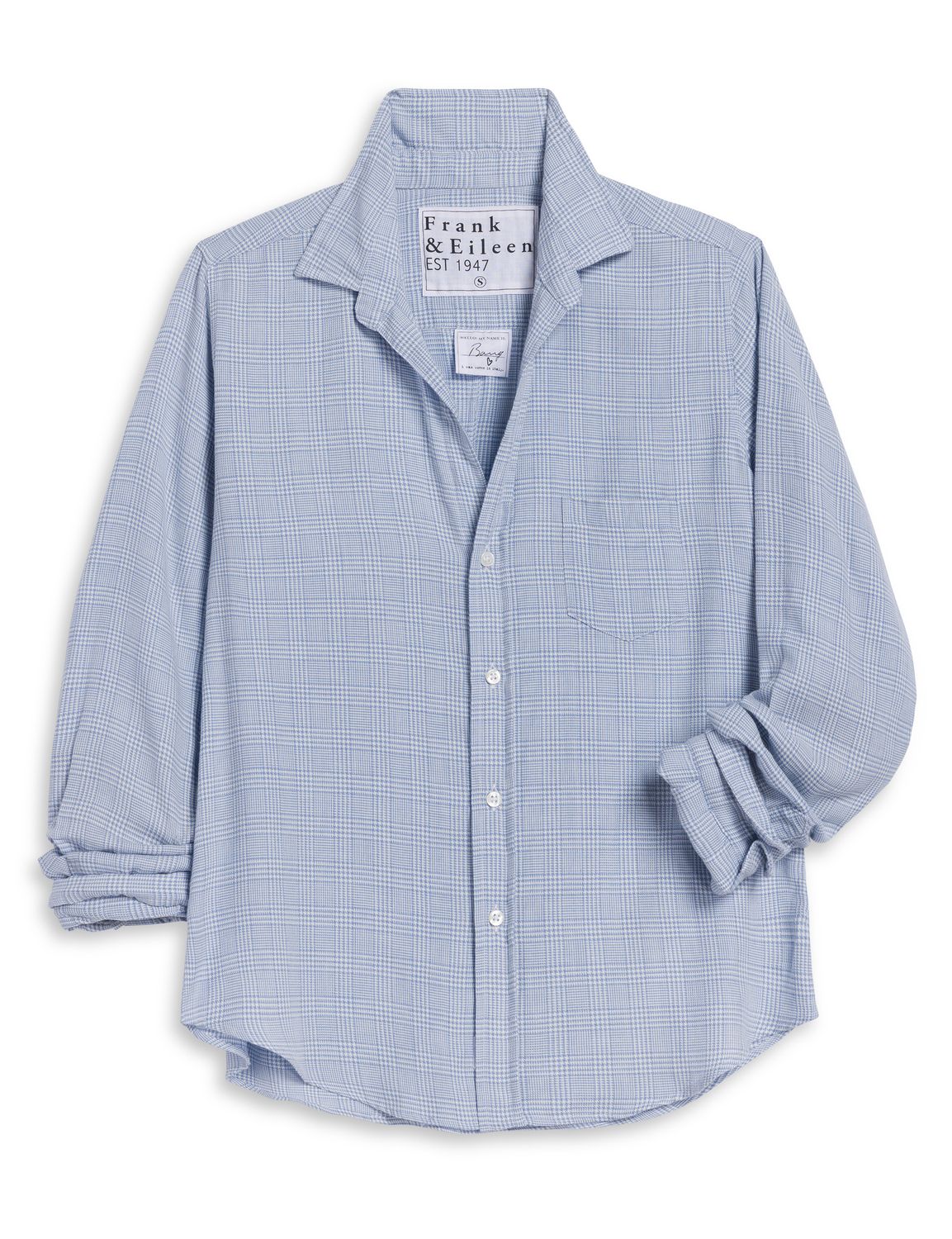 Frank &amp; Eileen Barry Tailored Button Up Shirt in Light Blue Plaid