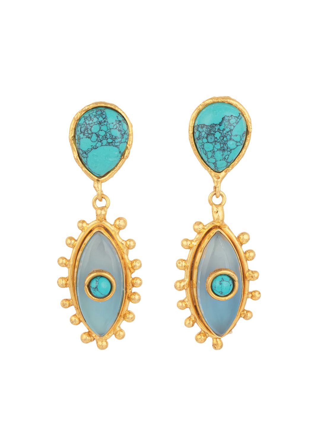 Sylvia Toledano Third Eye Earrings in Calcedoine &amp; Turquoise