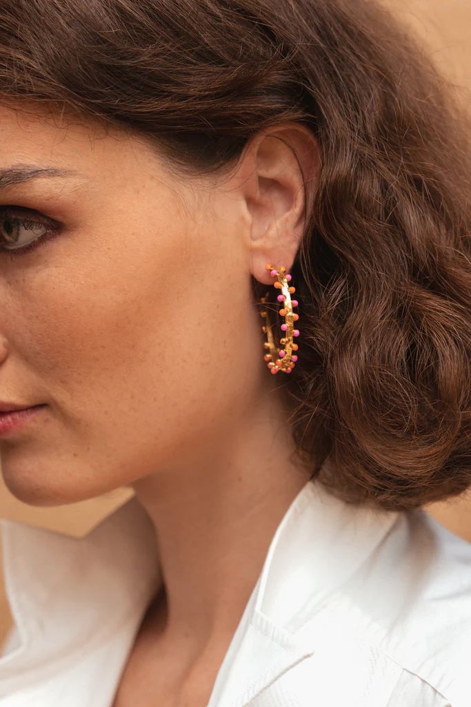 Sylvia Toledano Gipsy Hoops in Rose/ Orange