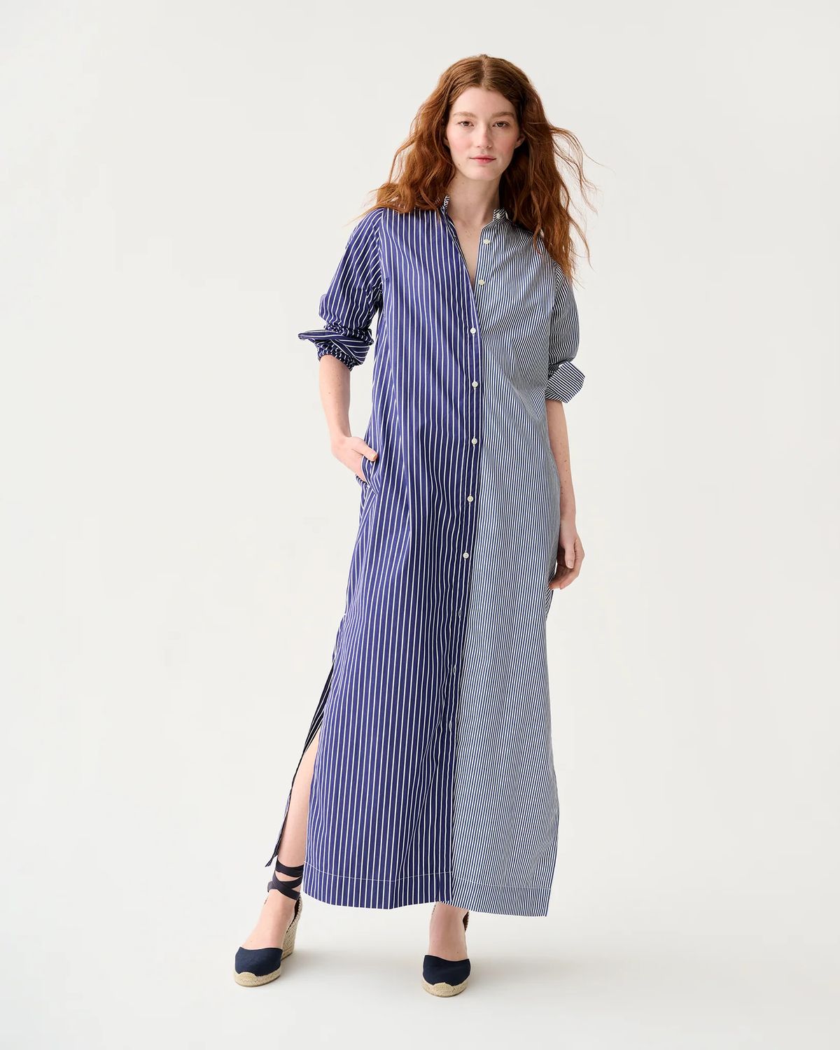 Ann Mashburn Mandarin Talitha Shirtdress in Navy/White Stripe