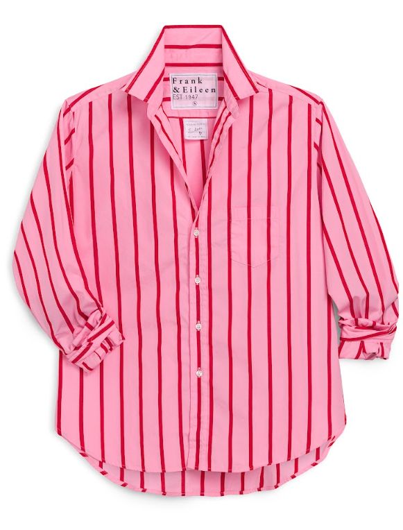 Frank &amp; Eileen Eileen Relaxed Button Up Shirt in Pink Red Stripe
