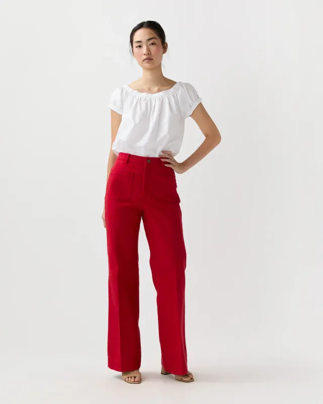 Ann Mashburn Camille Patch Pocket Jean in Red Stretch Canvas