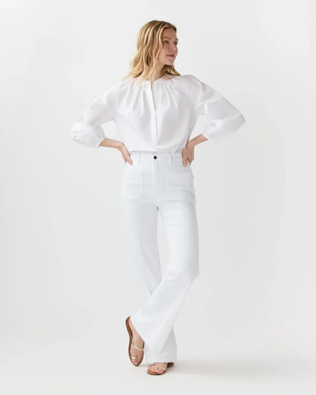 Ann Mashburn Camille Patch Pocket Jean in White Stretch Denim