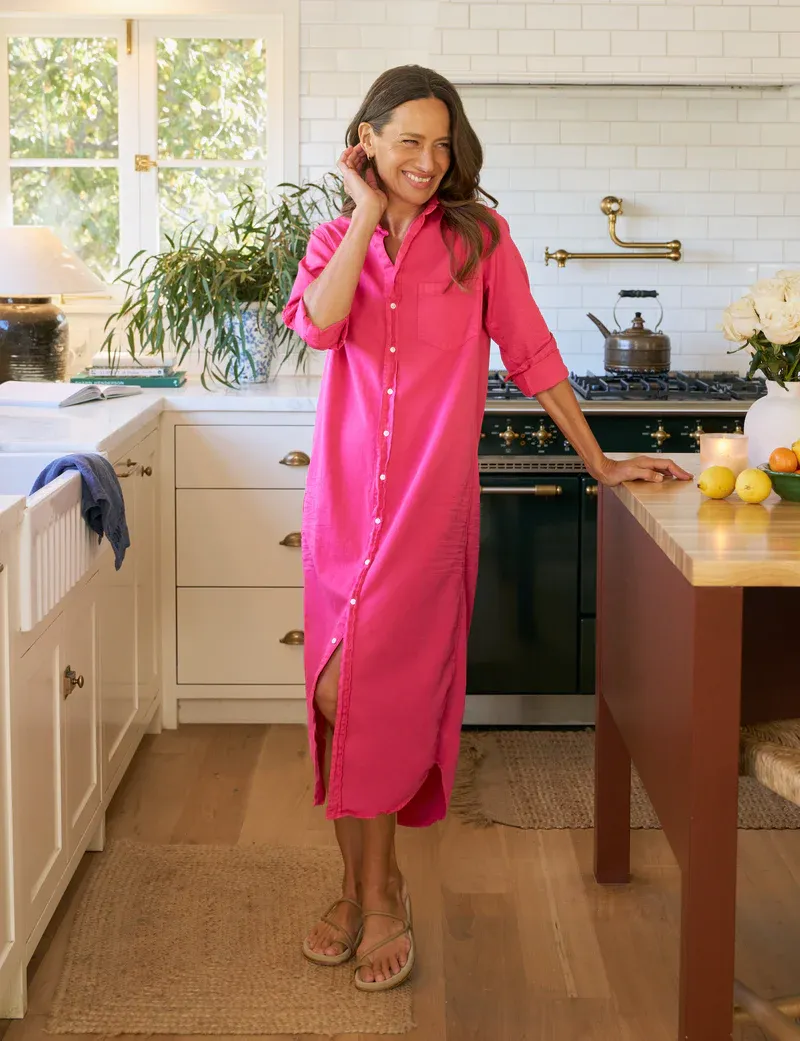 Frank &amp; Eileen Rory Maxi Shirtdress in Bright Pink
