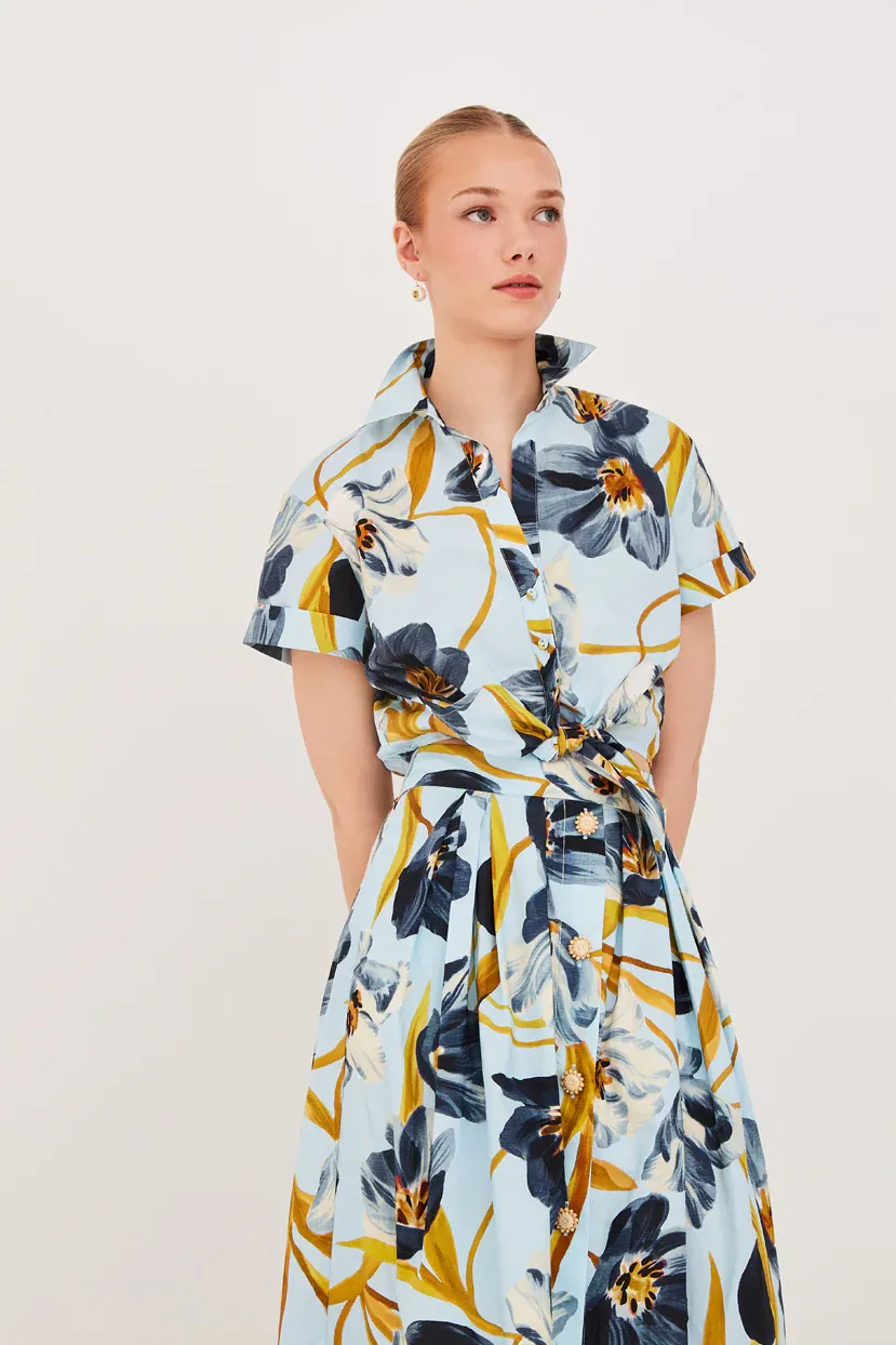 Cara Cara Asbury Top in Marais Blue Bloom