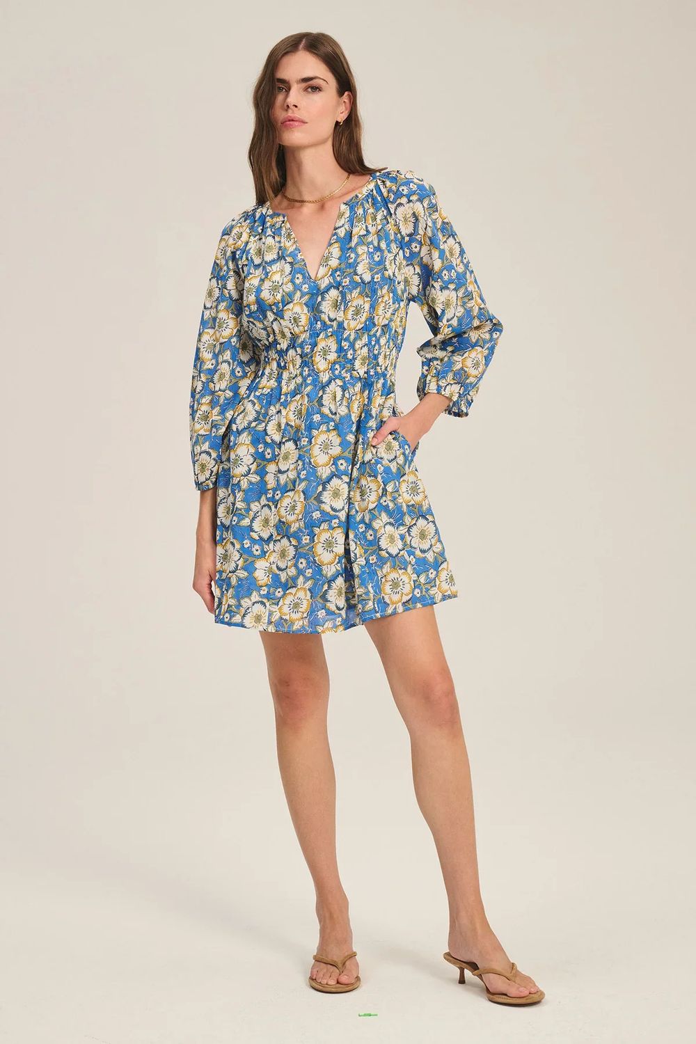 Velvet Sandrine Dress in Asul