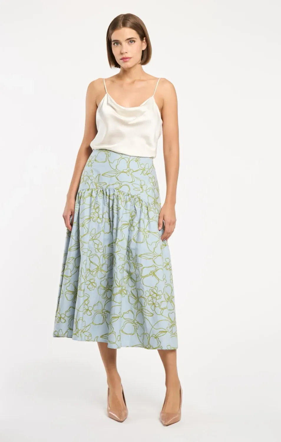 Cinq a Sept Zoanne Skirt in Embroidered Linework Floral