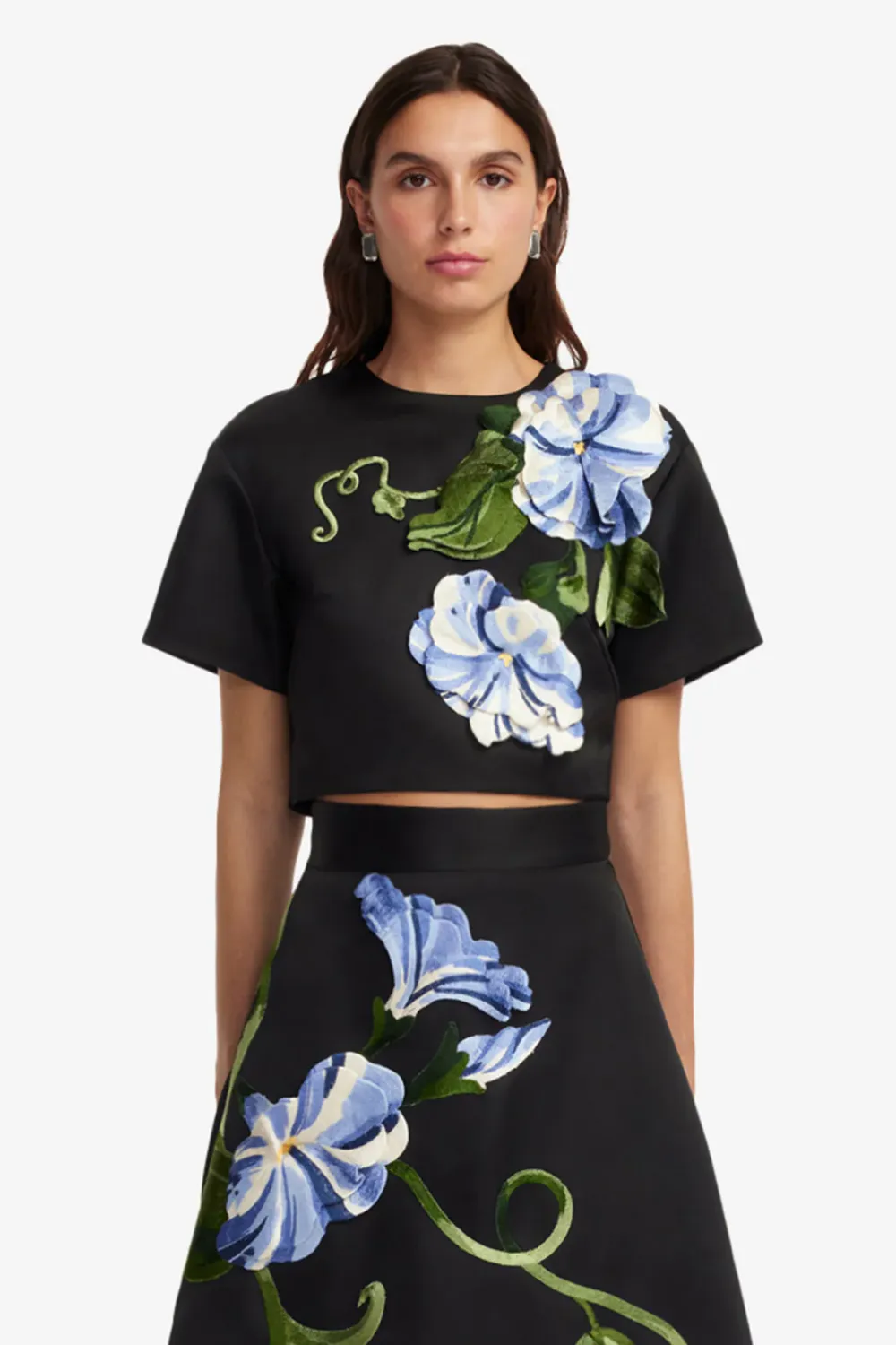 Leo Lin Indie Sleeve Top Vine Print in Ebony