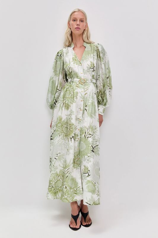 Aje Reflector Shirt Dress in Olive Native Floral