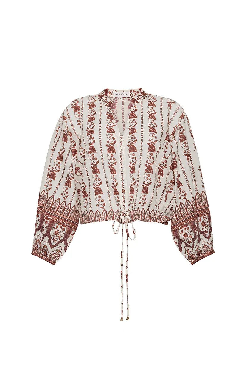 Cara Cara Perrin Top in Vining Flora Brown