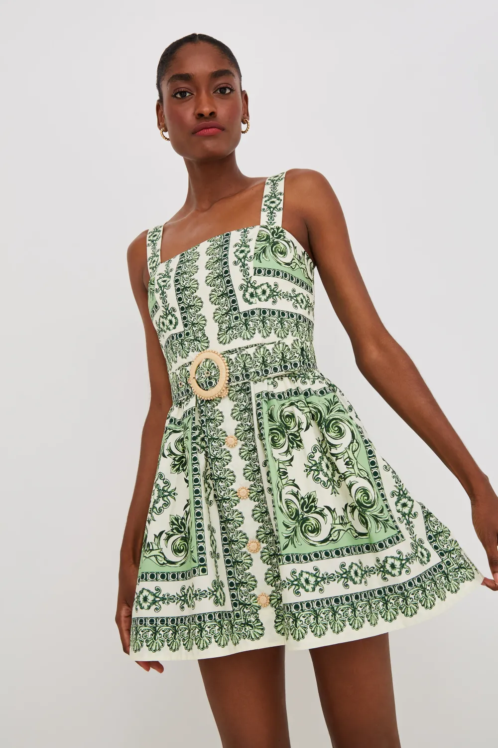 Cara Cara Candy Mini Dress in Hudson Scarf Mint