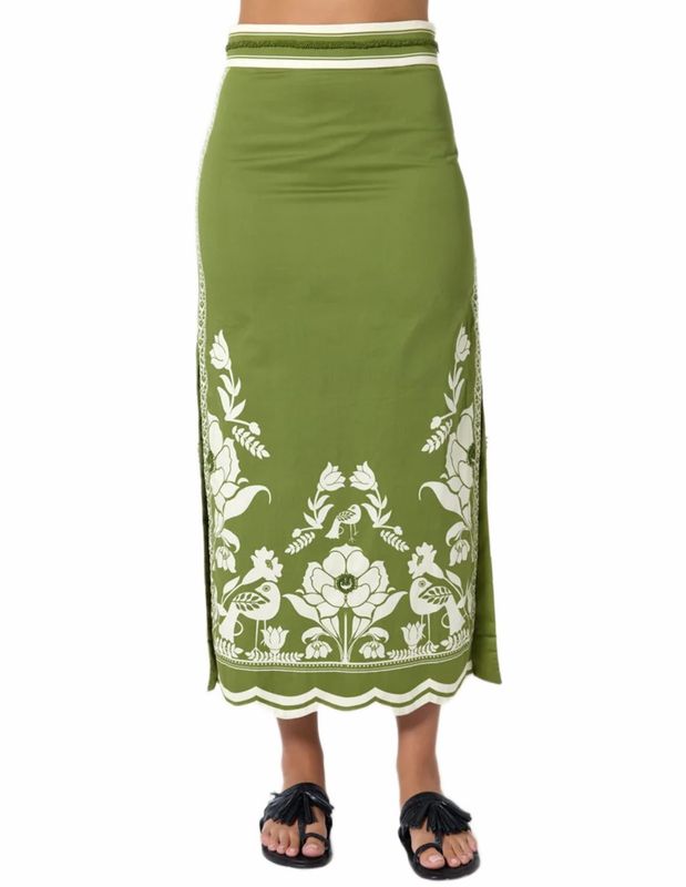 Scarlett Poppies Sandina Skirt in Calla Green/Papyrus