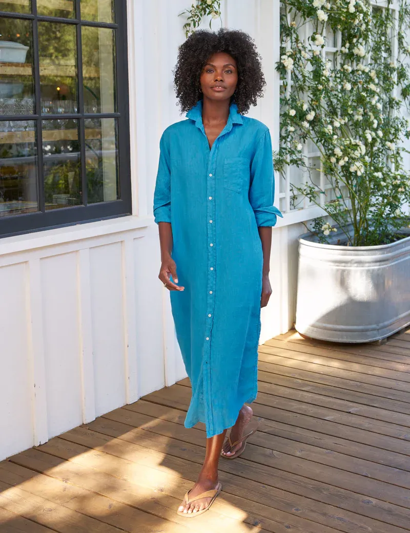 Frank &amp; Eileen Rory Maxi Shirtdress in Turquoise