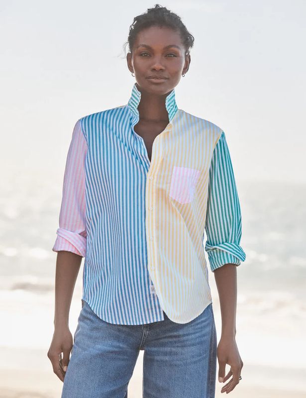 Frank &amp; Eileen Eileen Relaxed Button Up Shirt in Colorblock Stripe