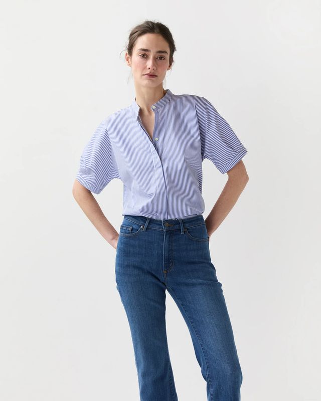 Ann Mashburn Perry Shirt in Blue Bengal Stripe Poplin