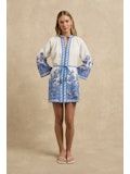 Hannah Lumi Dress in Brocade Azul