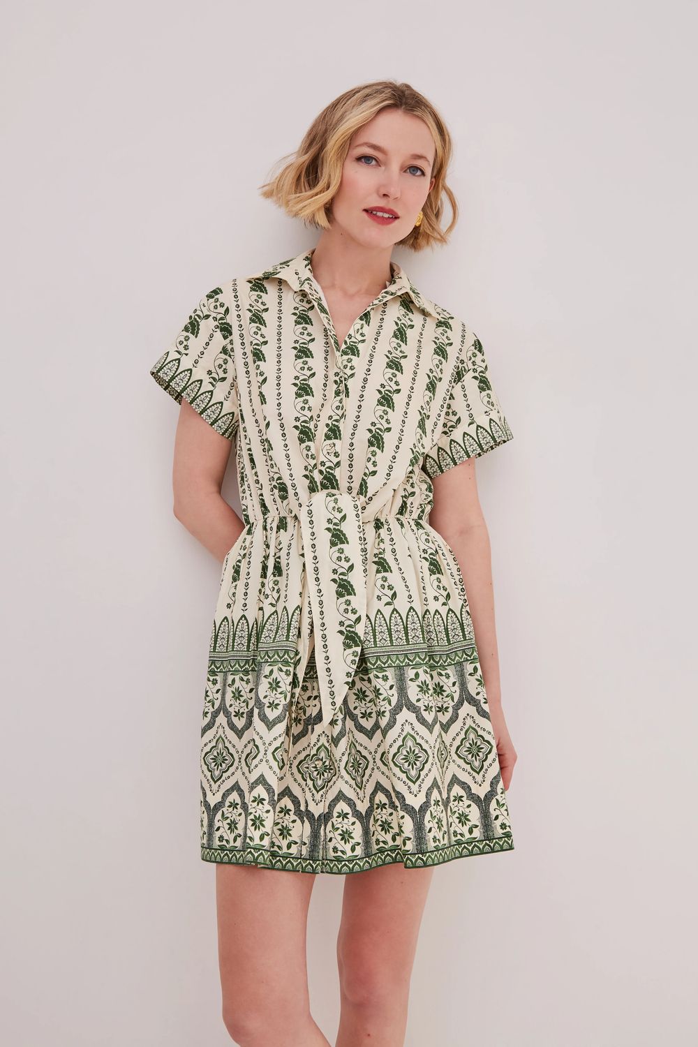 Cara Cara Asbury Mini Dress in Vining Flora Green