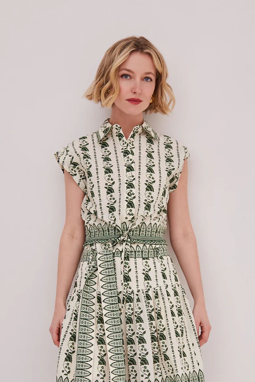 Cara Cara Octavia Top in Vining Flora Green