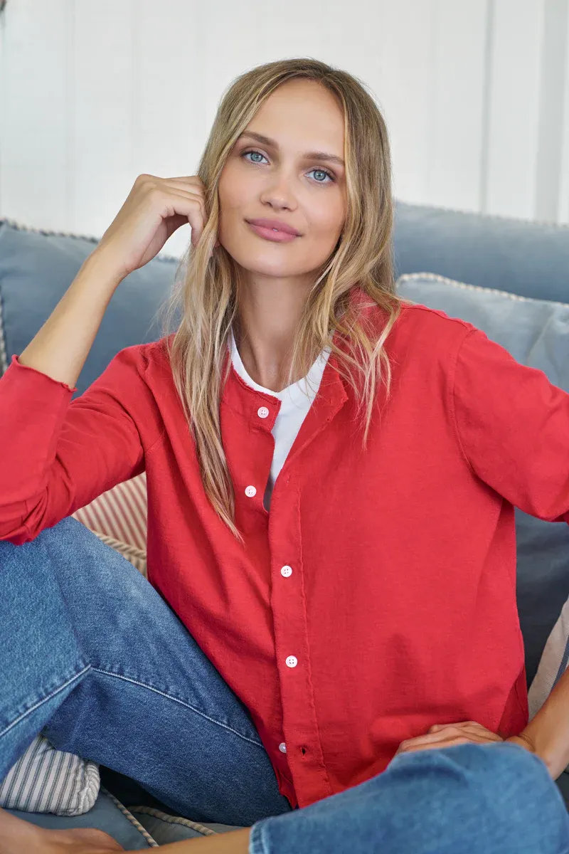 Frank &amp; Eileen Jackie Cardigan in Cherry