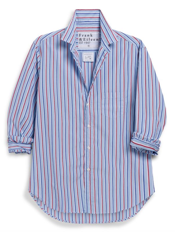 Frank &amp; Eileen Eileen Relaxed Button Up Shirt in Light Blue/Red Stripe