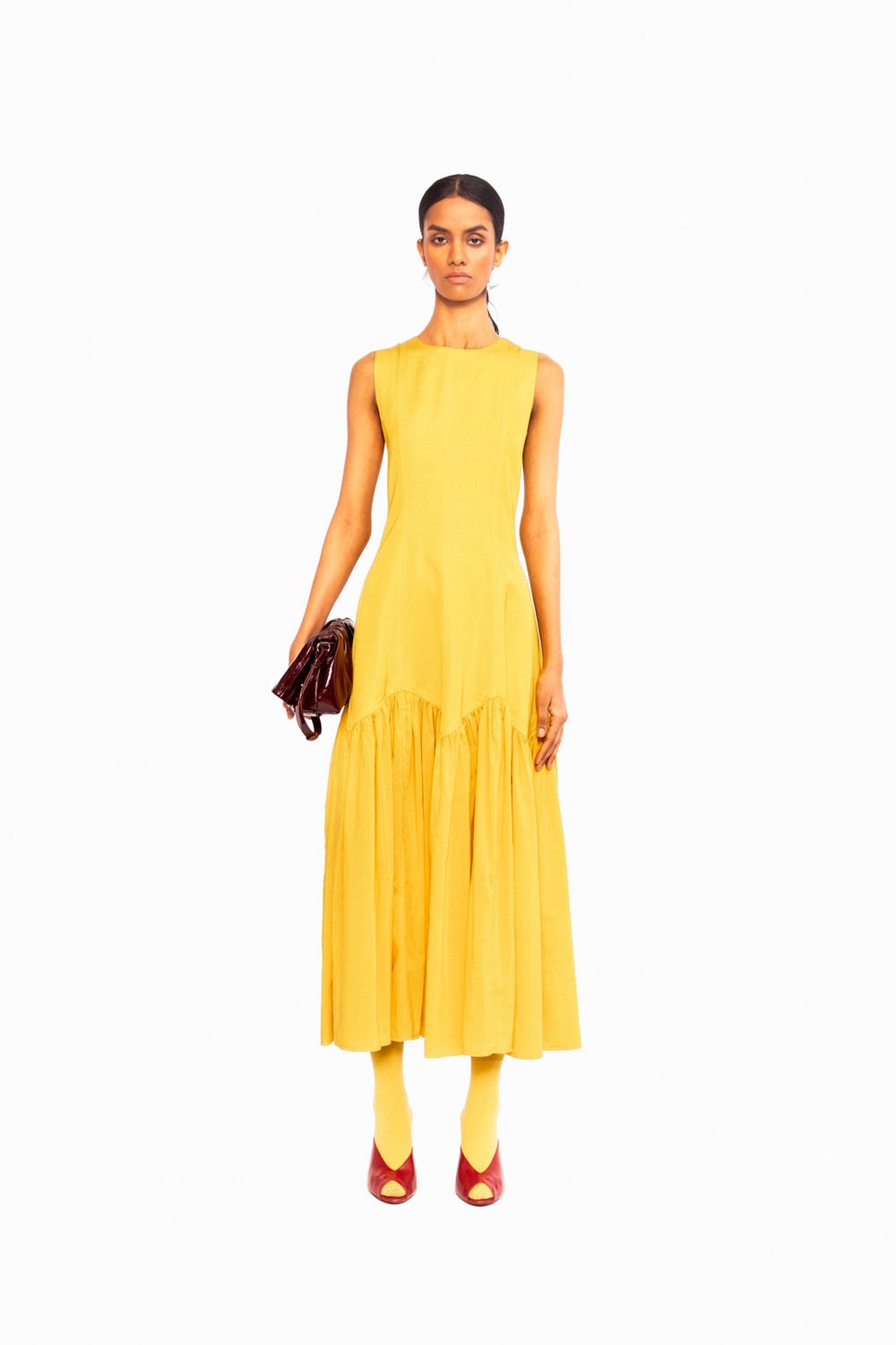 Love Birds Nira Dress in Mustard Yellow