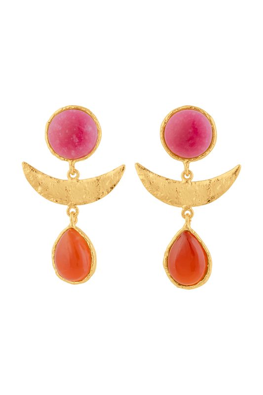 Sylvia Toledano Sunset Earrings in Pink Jasper &amp; Cornaline