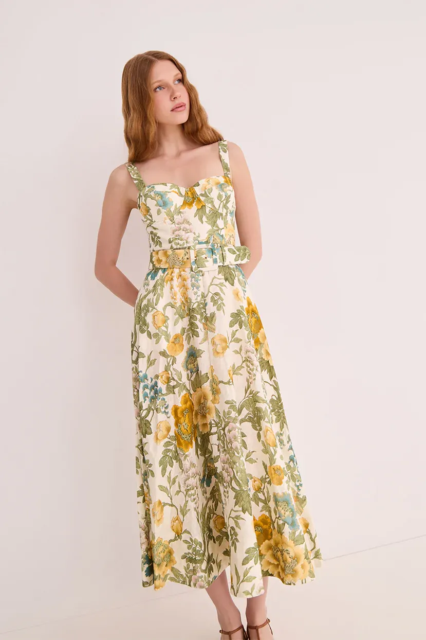 Cara Cara Calypso Dress in Flora Meadow Ivory
