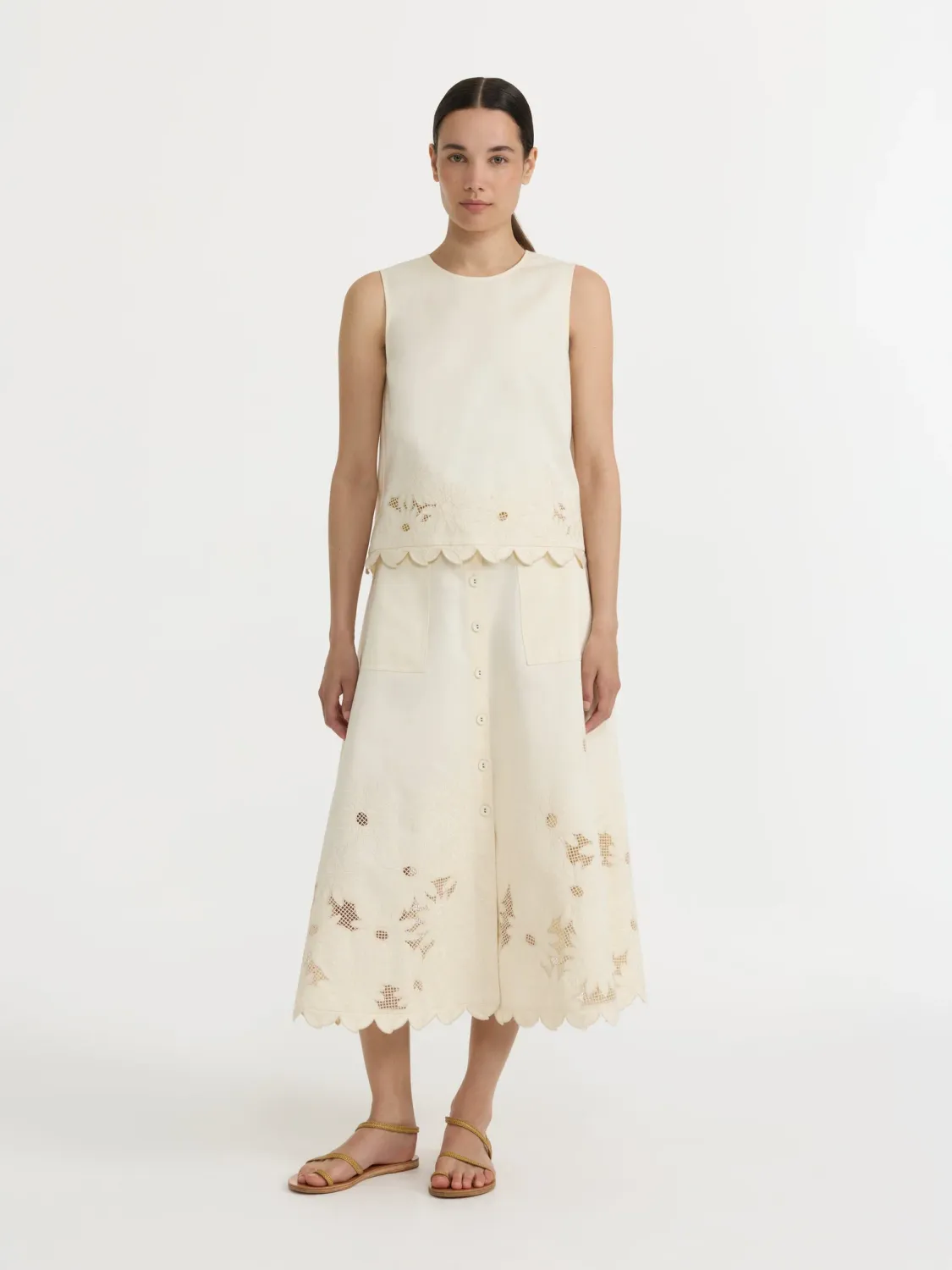 Saloni Kali-C Skirt in Light Cream