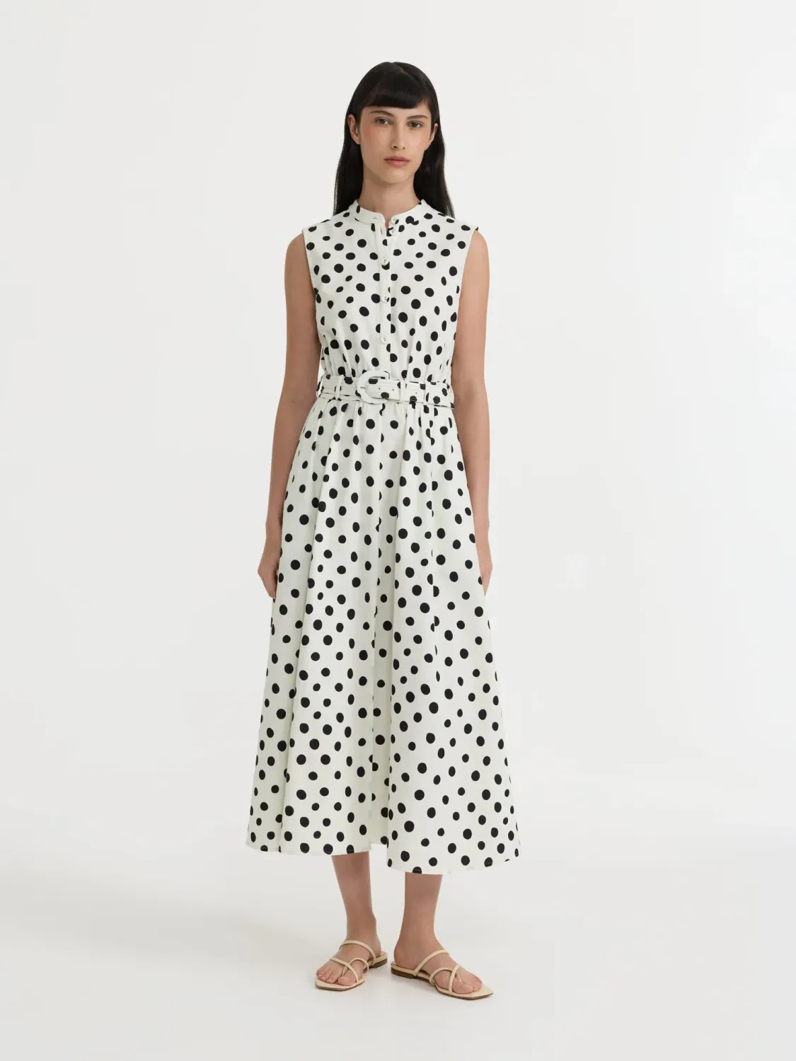 Saloni Jill Dress in Tusk Polka Dot