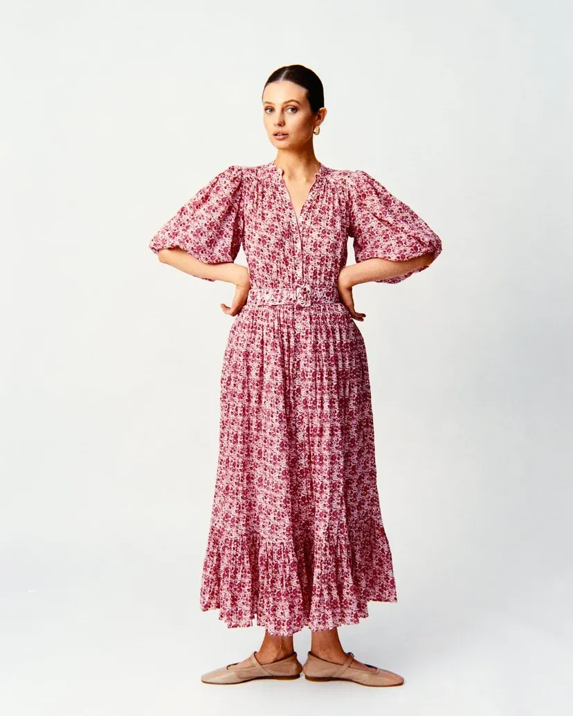 Bytimo Twisted Midi Dress in Wildflowers