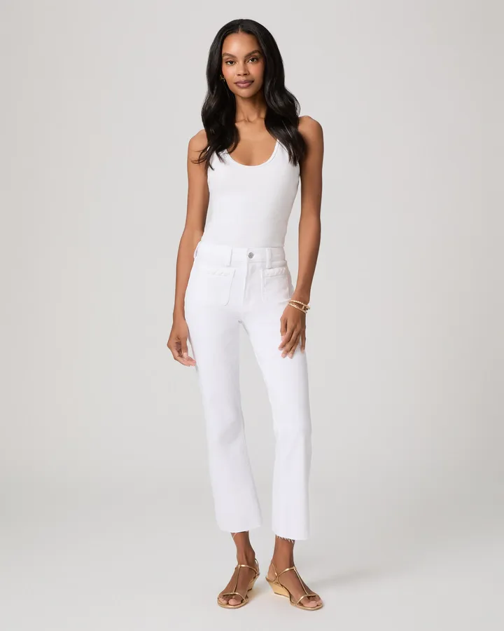 Paige Mason Crop Boot W/Braided Patch Pockets in Crisp White