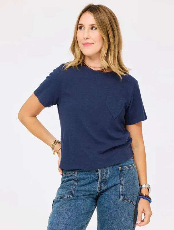 Kerri Rosenthal Slub Tee in Indigo Blue
