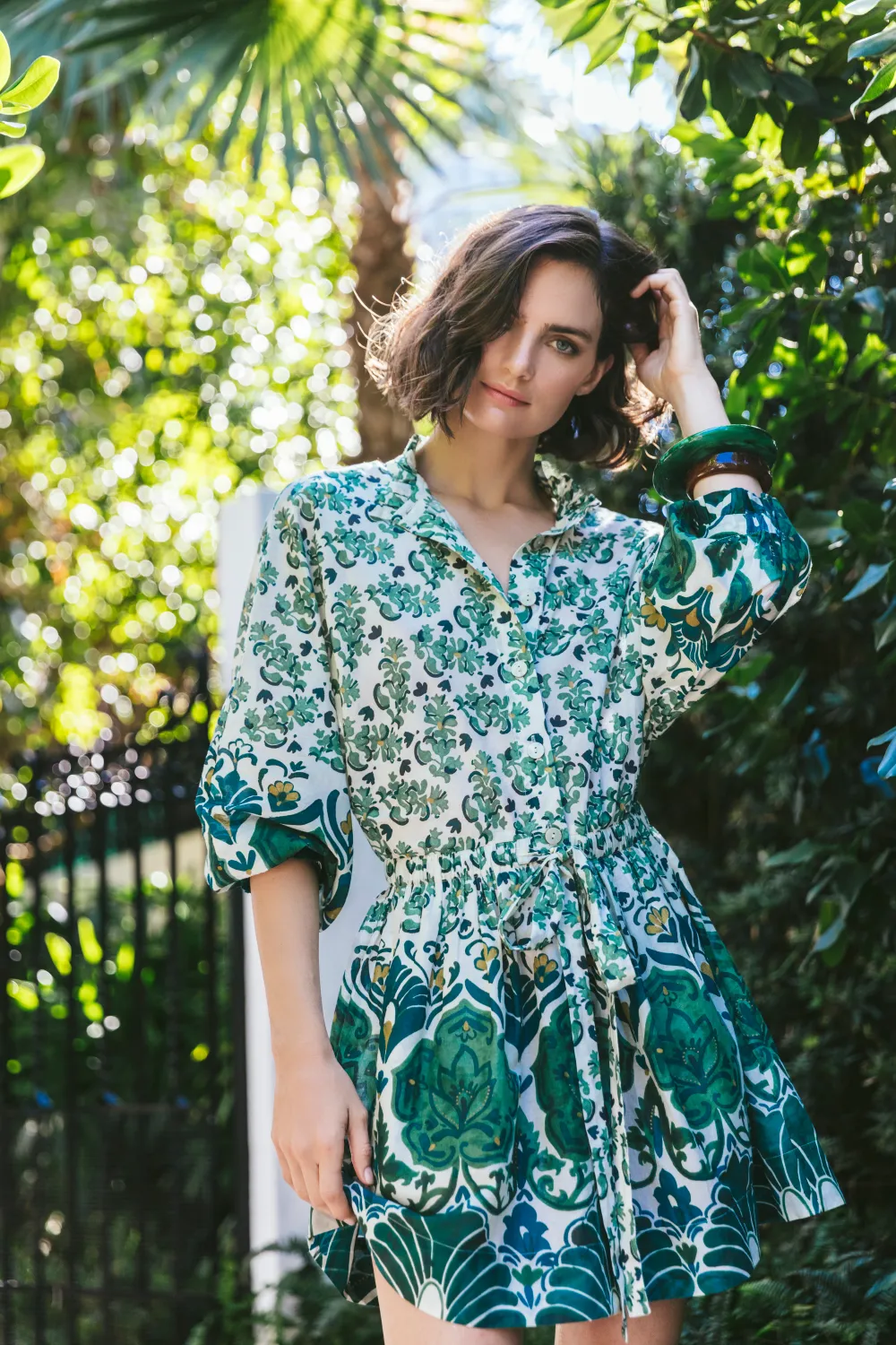 Aje Beatrice Mini Dress in Samara Green