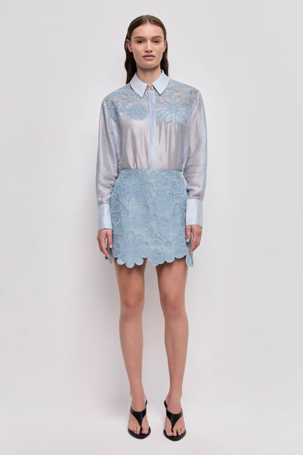 Aje Gia Embroidered Mini Skirt in Duck Egg
