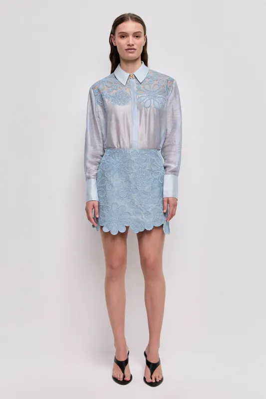 Aje Gia Embroidered Mini Skirt in Duck Egg