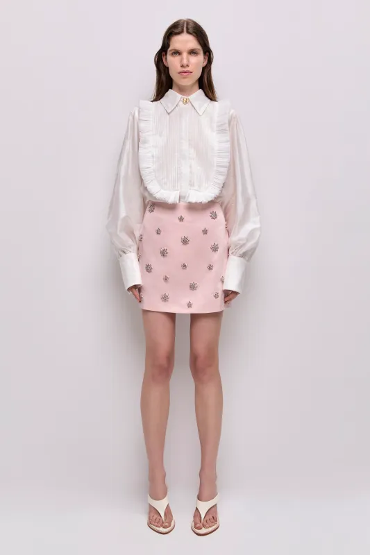 Aje Demi Crystal Mink Skirt in Tea Blossom