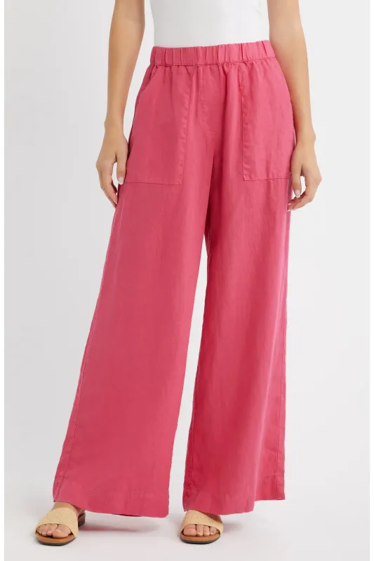 Frank &amp; Eileen Madeline Patch Pocket Pull On Pant in Raspberry