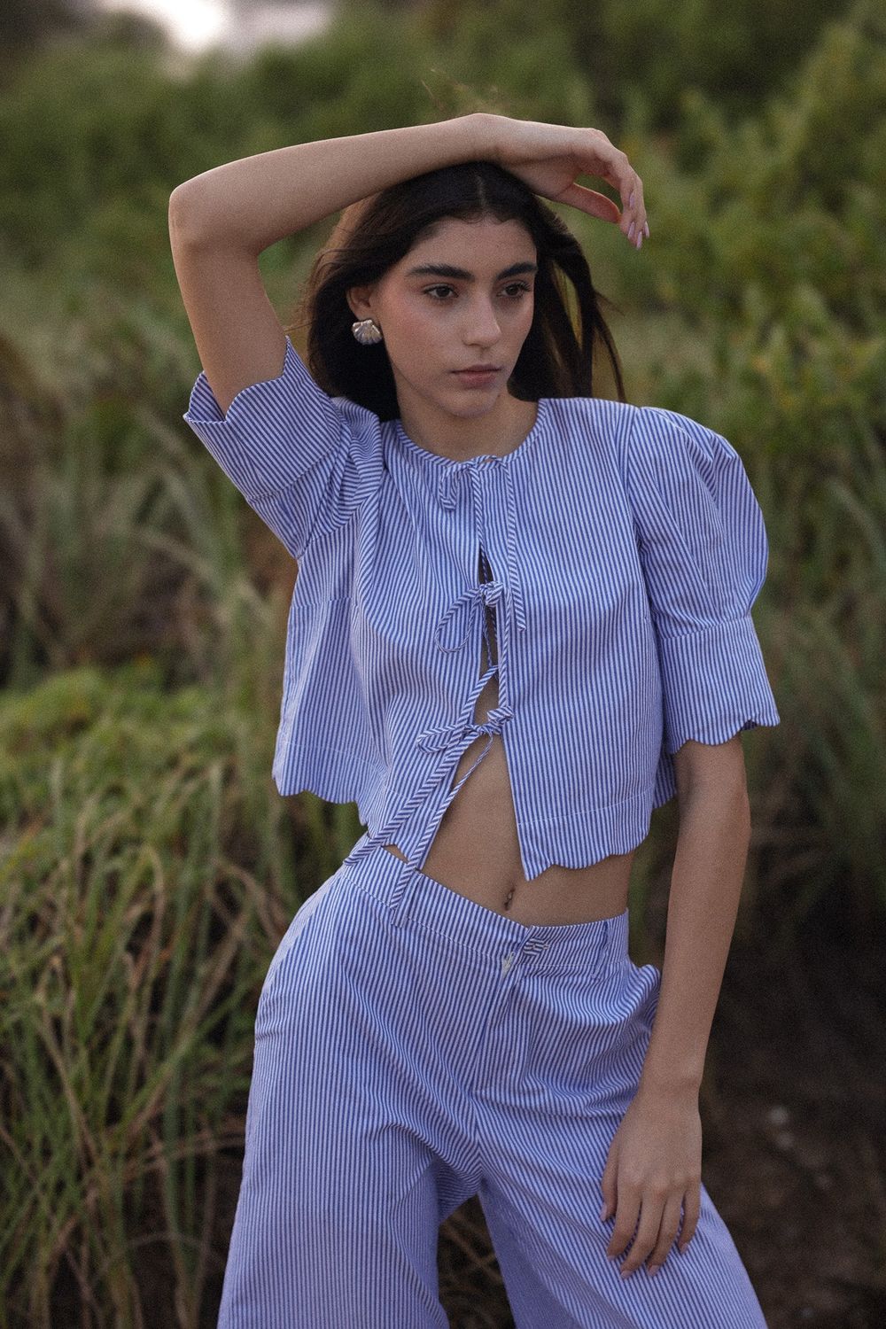 Sister Sister Scalloped Top in Blue/White Stripe