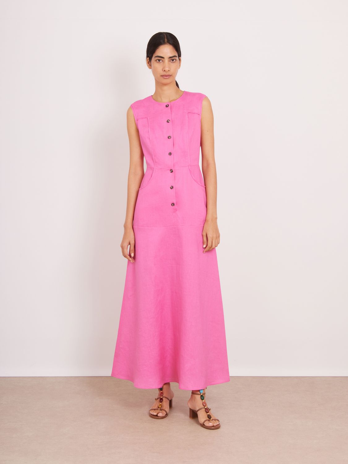 Saloni Sierra Dress in Carmine Rose