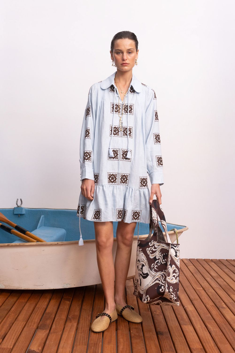 Alemais Grace Mini Dress in Pale Blue