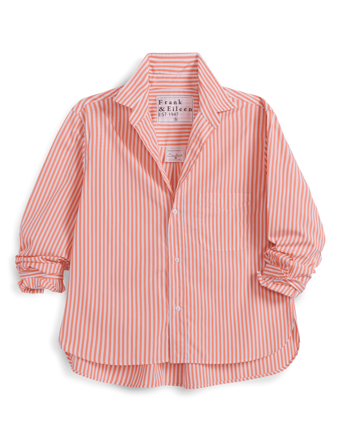 Frank &amp; Eileen Silvio Untuckable Button Up Shirt in Peach Stripe